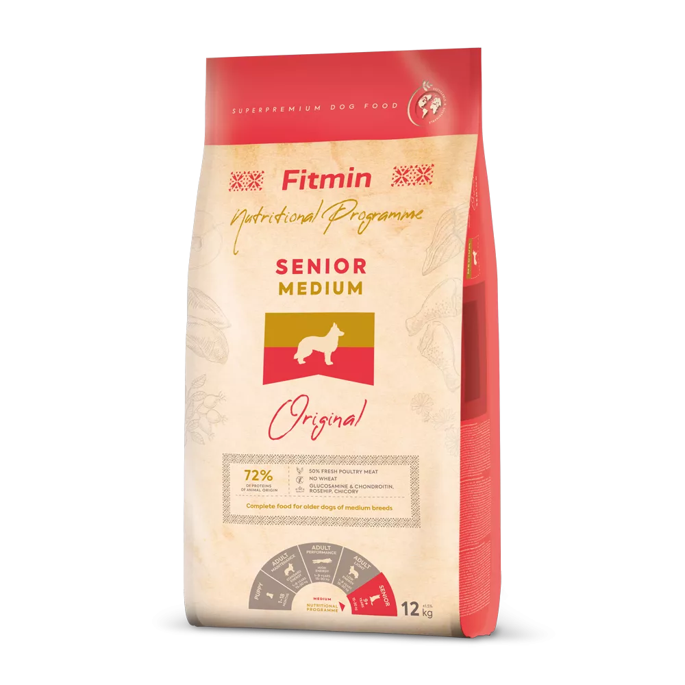 Super-premium food for adult dogs of medium breeds above 9 years of age, with an effective complex of antioxidants
