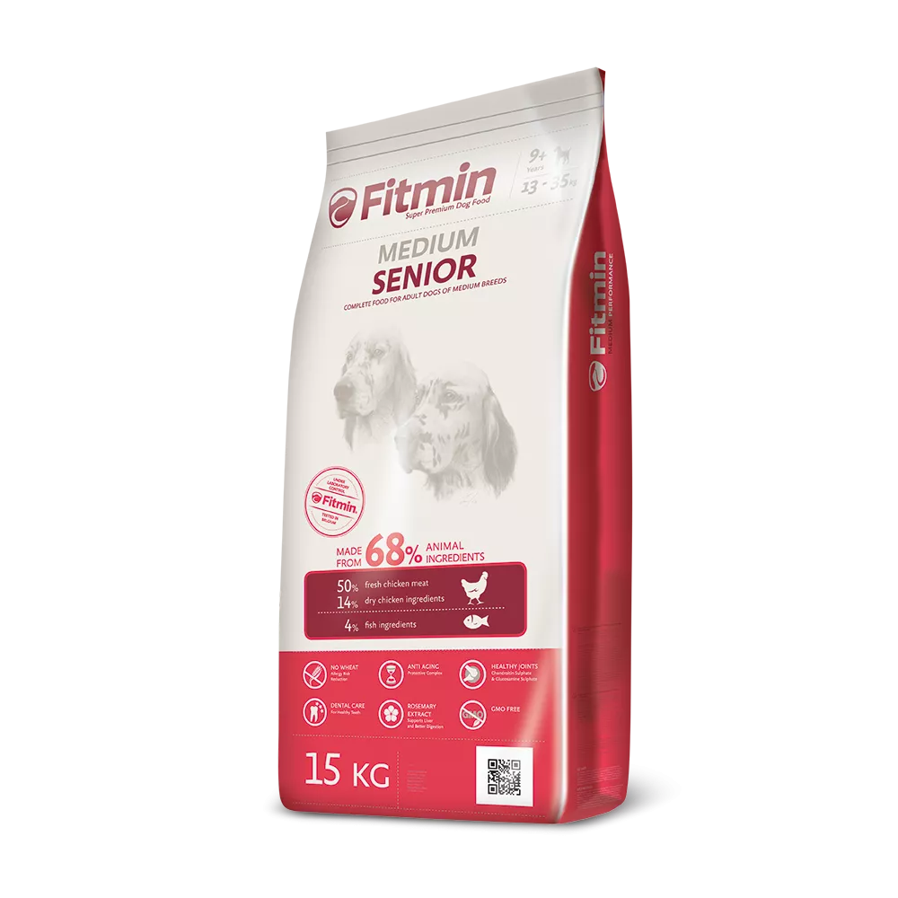 Super-premium food for adult dogs of medium breeds above 9 years of age, with an effective complex of antioxidants